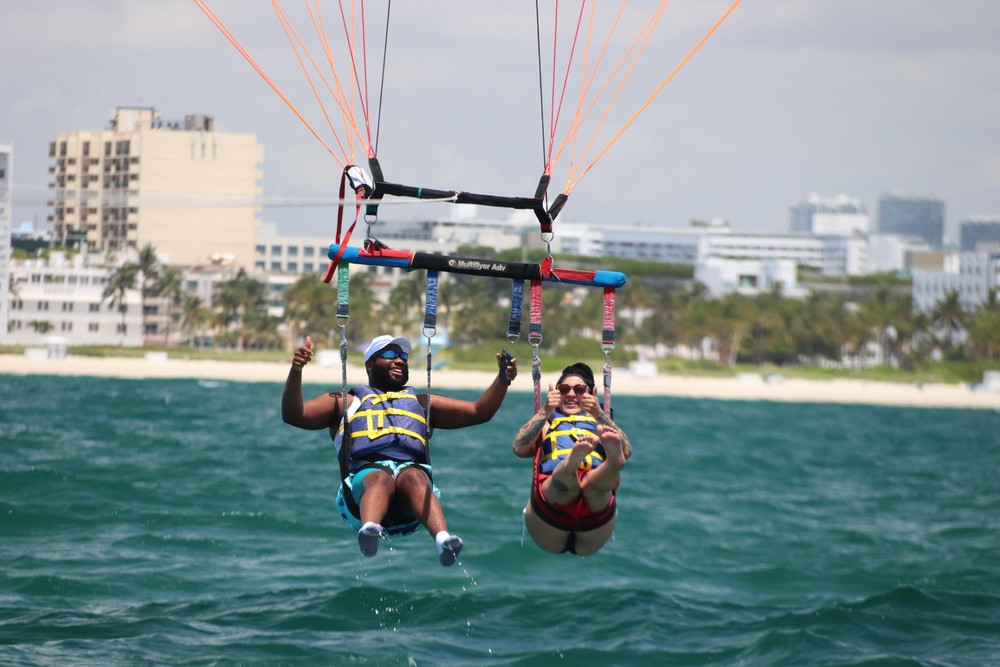 Parasailing over Biscayne Bay from Miami Beach