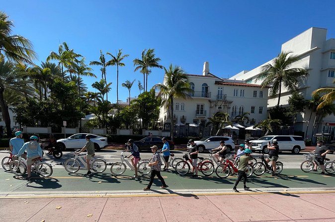 Guests on a guided electric bike tour in Miami Beach South Beach